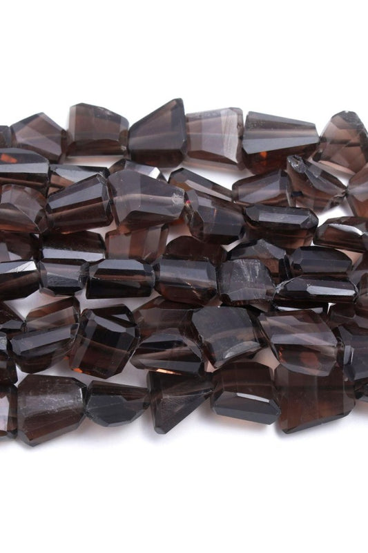 Smoky Quartz Brown Nugget Faceted Natural Beads