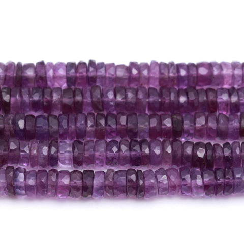 Amethyst Purple Tire Faceted Natural Beads 8 Inches Strands