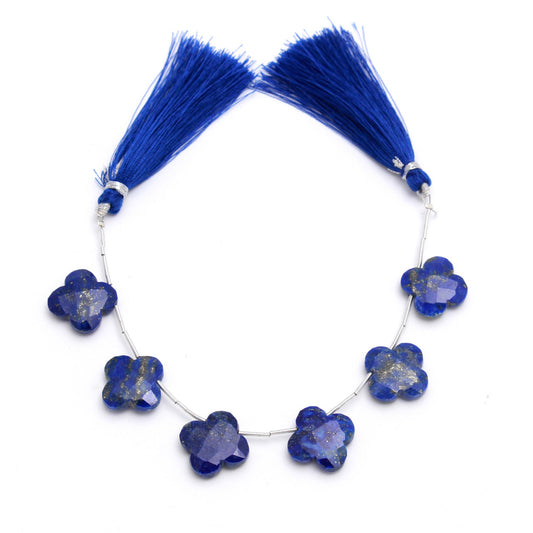 Lapis Lazuli Blue Clover Faceted Natural Beads 8 Inches Strands