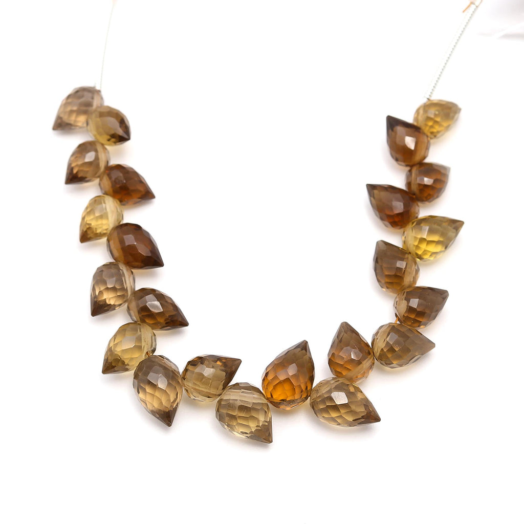 Smoky Quartz Brown Drop Faceted Natural Beads 4 Inches Strands