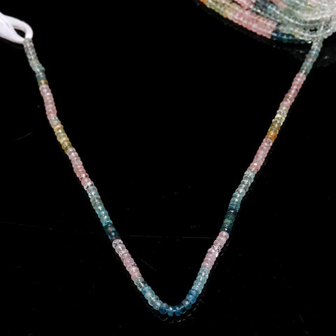 Multi Aquamarine Shaded Multicolor Rondell Faceted Natural Beads 16 Inches Strands