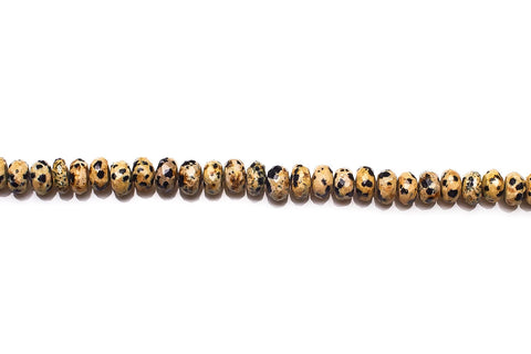 Dalmation Jasper Cream Rondelle Faceted Natural Beads