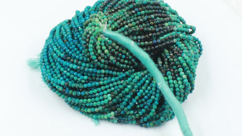 Chrysocolla Blue Shaded Round Faceted Natural Beads 13.5 Inches Strands