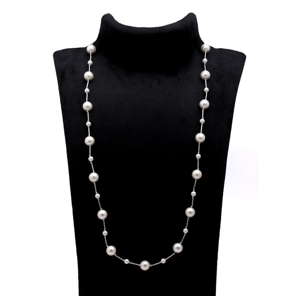 Pearl White Round Smooth Natural Beads Necklace 20 Inches Strands