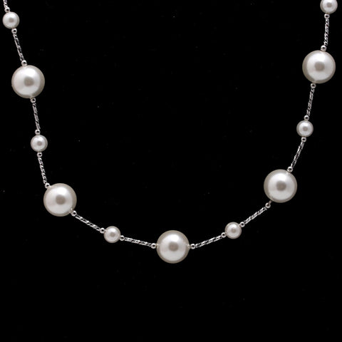 Pearl White Round Smooth Natural Beads Necklace 20 Inches Strands