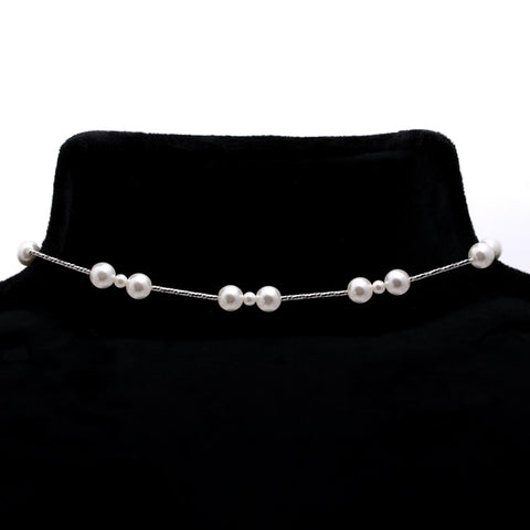 Pearl White Round Smooth Natural Beads Necklace 20 Inches