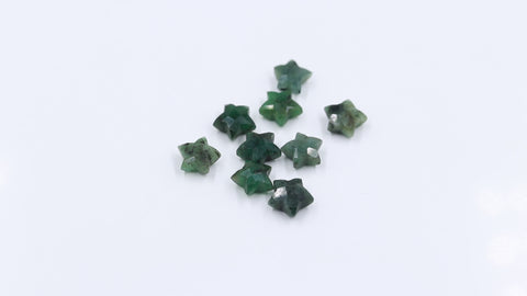 Emerald Green Star Carving Natural 9 MM Stone