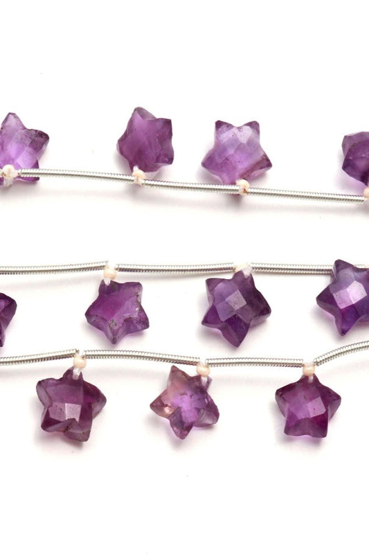 Amethyst Purple Star Faceted Natural Beads