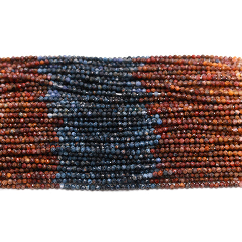 Multi Sapphire Shaded Multicolor Round Faceted Natural Beads 12.5 Inches strands