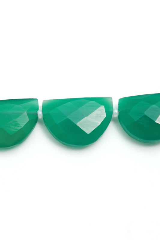 Green Onyx D Shape Faceted Natural Beads