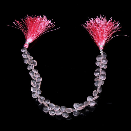 Rose Quartz Pink Pear Faceted Natural Beads 8 Inches Strands