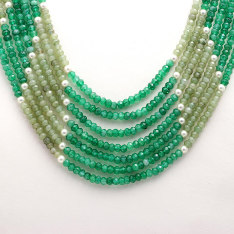 Jade Green Two Shaded Rondelle Faceted Natural Beads Necklace 24 Inches Strands