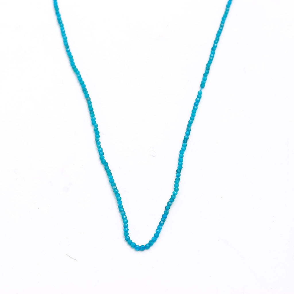 Neon Apatite Blue Round Faceted Natural Beads 12.5 inches