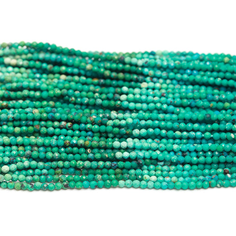 Natural Turquoise Shaded Green 2 MM Round Faceted Natural Beads 12.5 Inches Strands