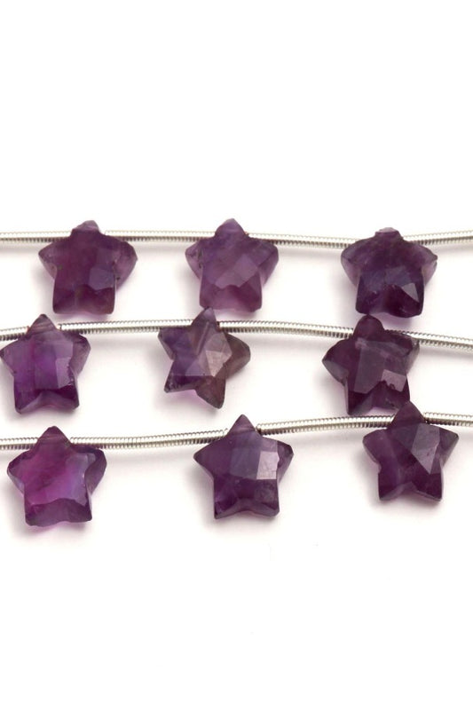 Amethyst Purple Star Faceted Natural Beads