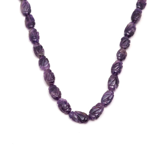 Amethyst Purple Oval Shaped Carving Natural Beads 15 Inches Strands