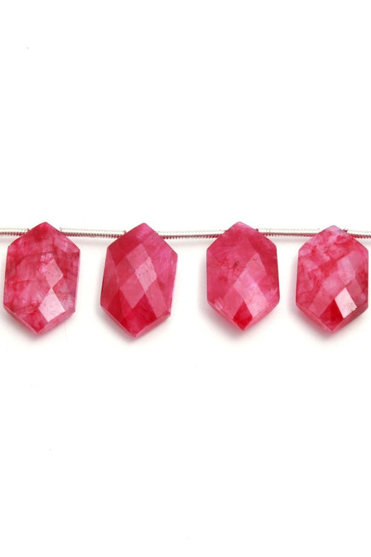 Ruby Quartz Red Hexagon Faceted Natural Beads