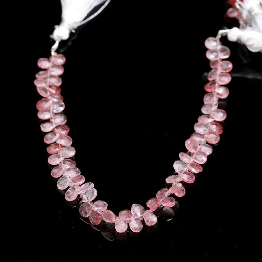 Pink Opal Pear Faceted Natural Beads 8  Inches Strands