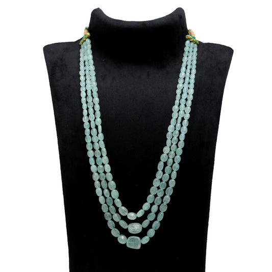 Jade Green Oval Smooth Natural Beads Necklace 24 inches Strands