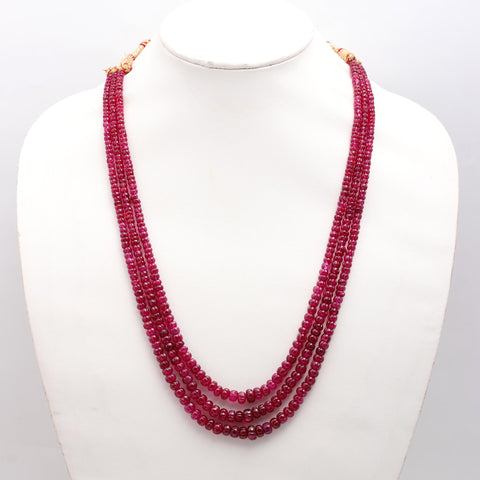 Ruby Red Watermelon Smooth Natural Beads Necklace