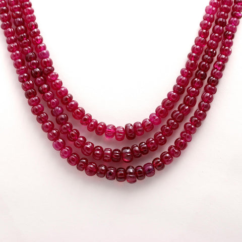 Ruby Red Watermelon Smooth Natural Beads Necklace