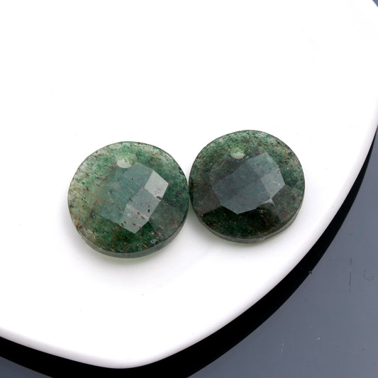 Labradorite Coin Faceted Natural 19 MM Stone Pair Of 2