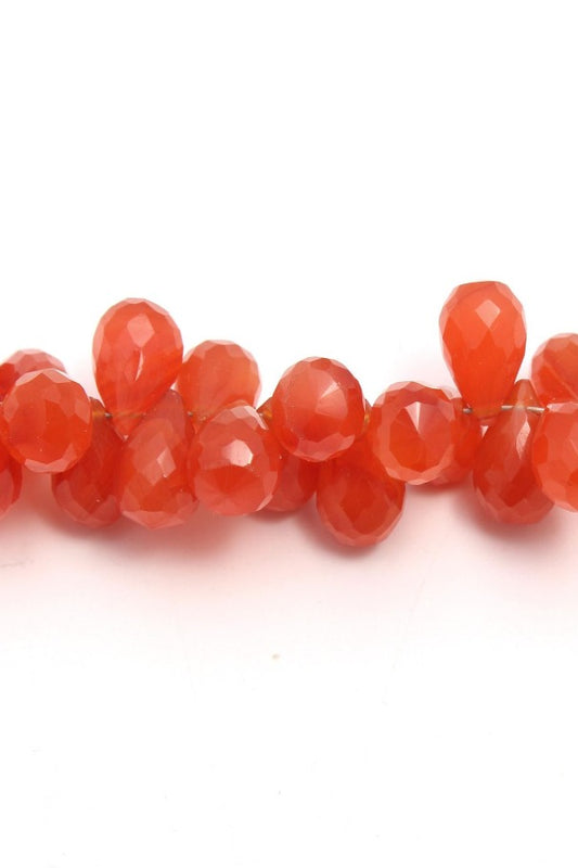 Carnelian Orange Drop Faceted Natural Beads