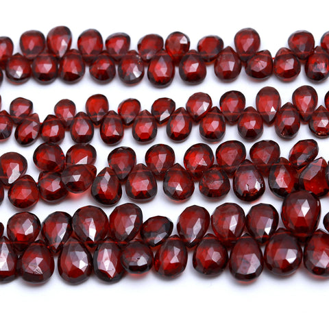 Garnet Red Pear Faceted Natural Beads 8 inches Strands