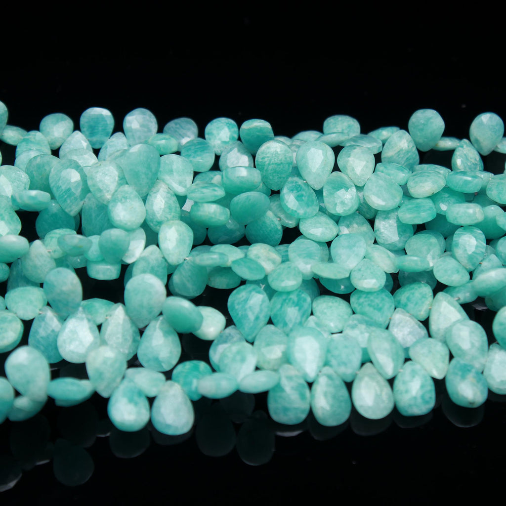 Amazonite Green Pear Faceted Natural Beads 8 Inches Strands