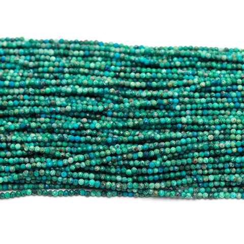 African Turquoise Green Round Faceted Natural Beads 12.5 inches