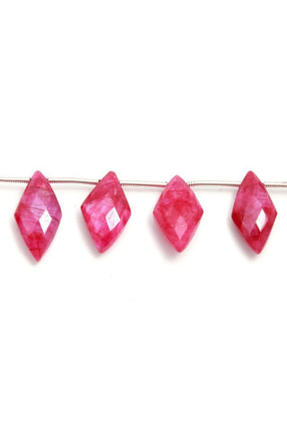 Ruby Quartz Red Rhombus Faceted Natural Beads