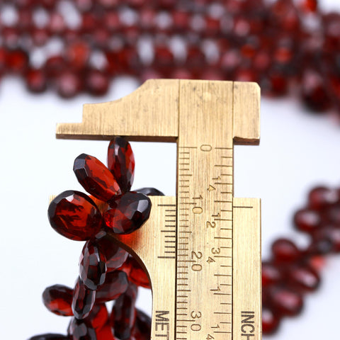 Garnet Red Pear Faceted Natural Beads 8 inches Strands