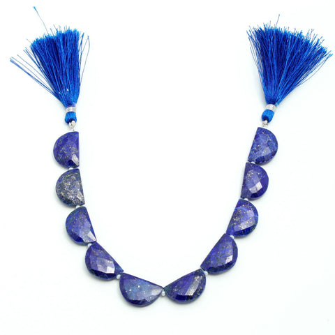 Lapis Lazuli Blue D Shape Faceted Natural Beads