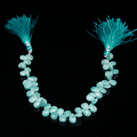 Amazonite Green Pear Faceted Natural Beads 8 Inches Strands