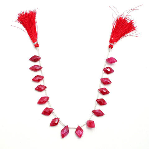 Ruby Quartz Red Rhombus Faceted Natural Beads