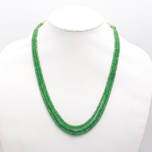 Emerald Green Rondelle Faceted Natural Beads Necklace 24 Inches Strands