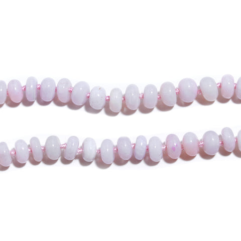 Opal Pink Knotted Rondelle Smooth Natural Beads Necklace 20 Inches Strands