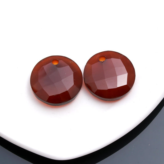 Onyx Red Coin Faceted Natural 19 MM Stone Pair Of 2