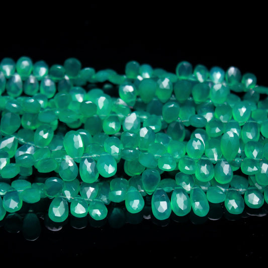 Green Onyx Pear Faceted Natural Beads 8 Inches Strands