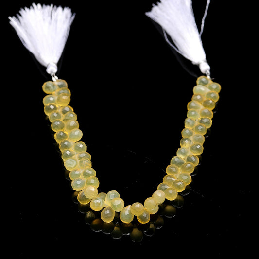 Chalcedony Yellow Drop Faceted Natural Beads 8 Inches Strands