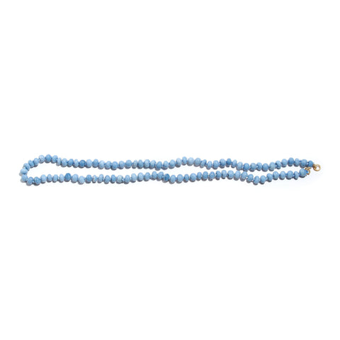 Opal Blue Knotted Rondelle Smooth Natural Beads Necklace 20 Inches