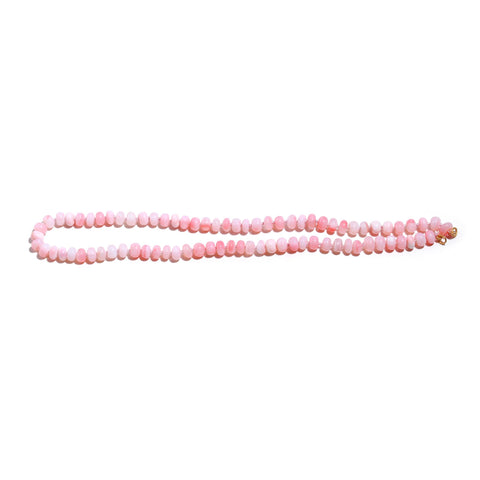 Opal Pink Knotted Rondelle Natural Beads Necklace 20 Inches Strands