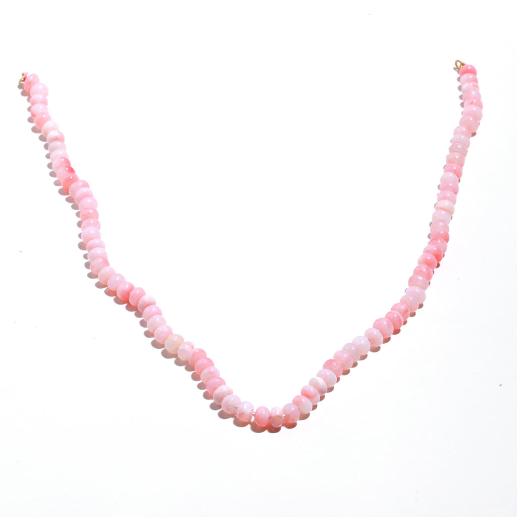 Opal Pink Knotted Rondelle Natural Beads Necklace 20 Inches Strands