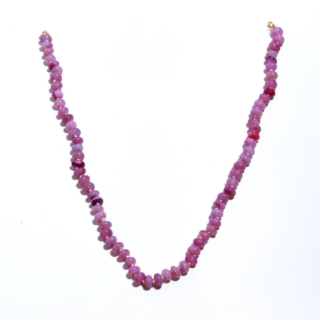 Opal Purple Knotted Rondelle Smooth Natural Beads Necklace 20 Inches Strands