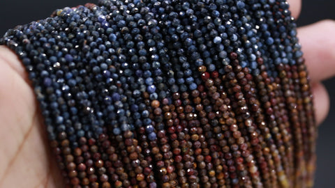 Multi Sapphire Shaded Multicolor Round Faceted Natural Beads 12.5 Inches strands