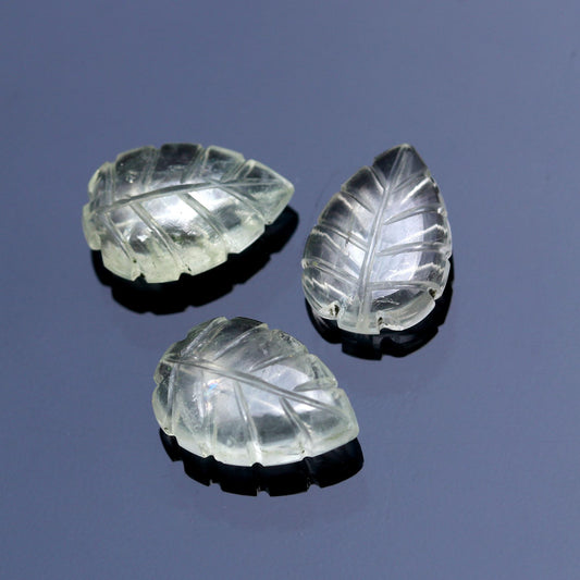 Lemon Quartz Yellow Leaf Carving Natural 13 MM Beads