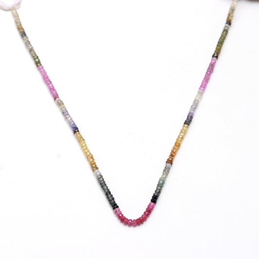 Multi Sapphire Shaded Multicolor Rondell Faceted Natural Beads 16 Inches Strands