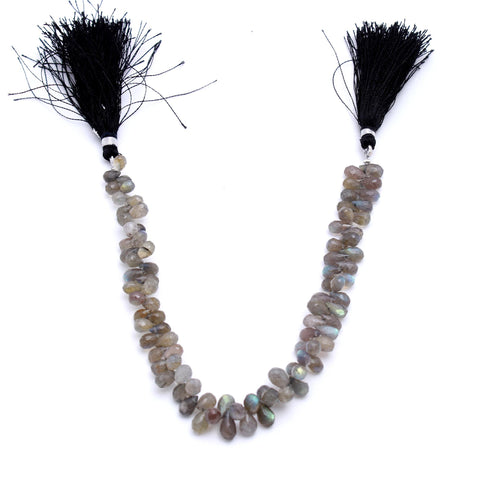 Labradorite Gray Drop Faceted Natural Beads 8 Inches Strands