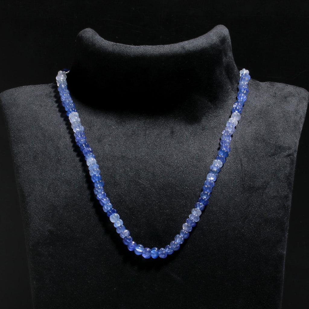 Fluorite Blue Watermelon Smooth Natural Beads Necklace 24 Inches Strands