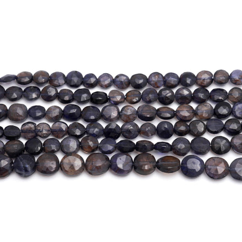 Onyx Black Coin Faceted Natural Beads 8 inches Strands